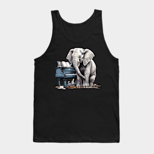 Elephant playing piano Tank Top